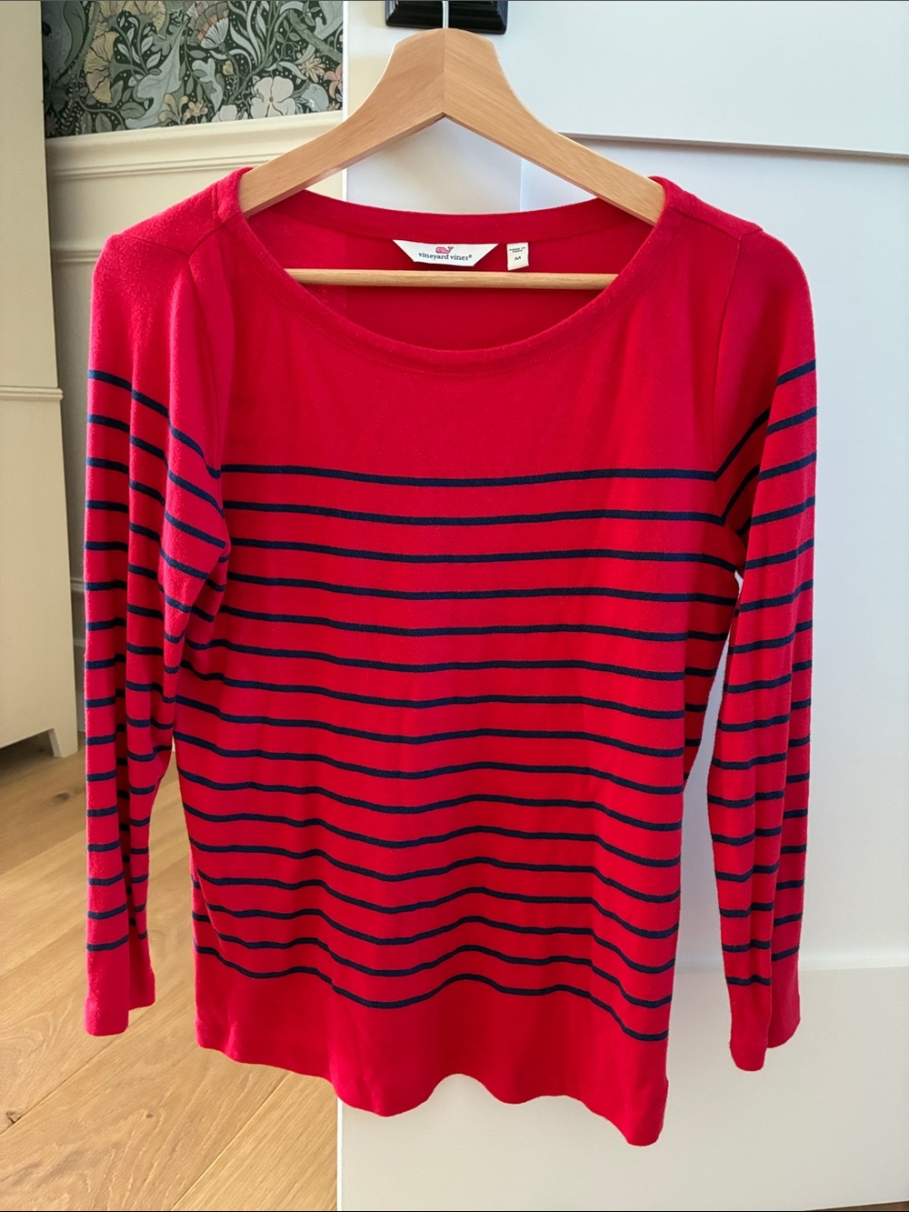 Vineyard Vines Americana Red Shirt with Navy Stripes-size M